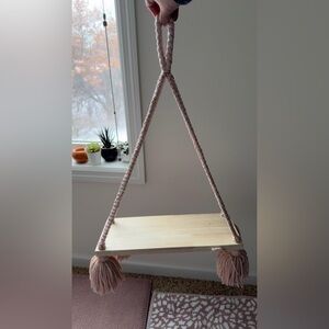Hobby Lobby Wooden Shelf with Pink Rope